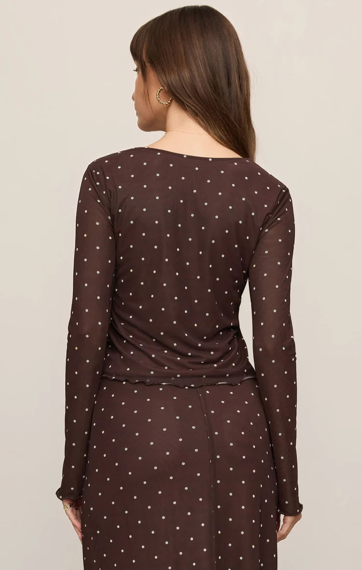 Amara Mesh Top in Dark Chocolate