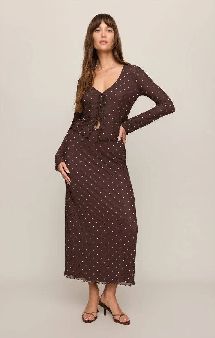 Amara Mesh Top in Dark Chocolate