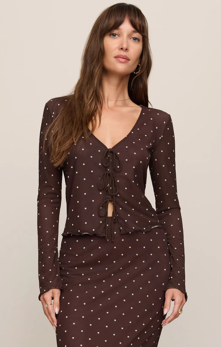 Amara Mesh Top in Dark Chocolate
