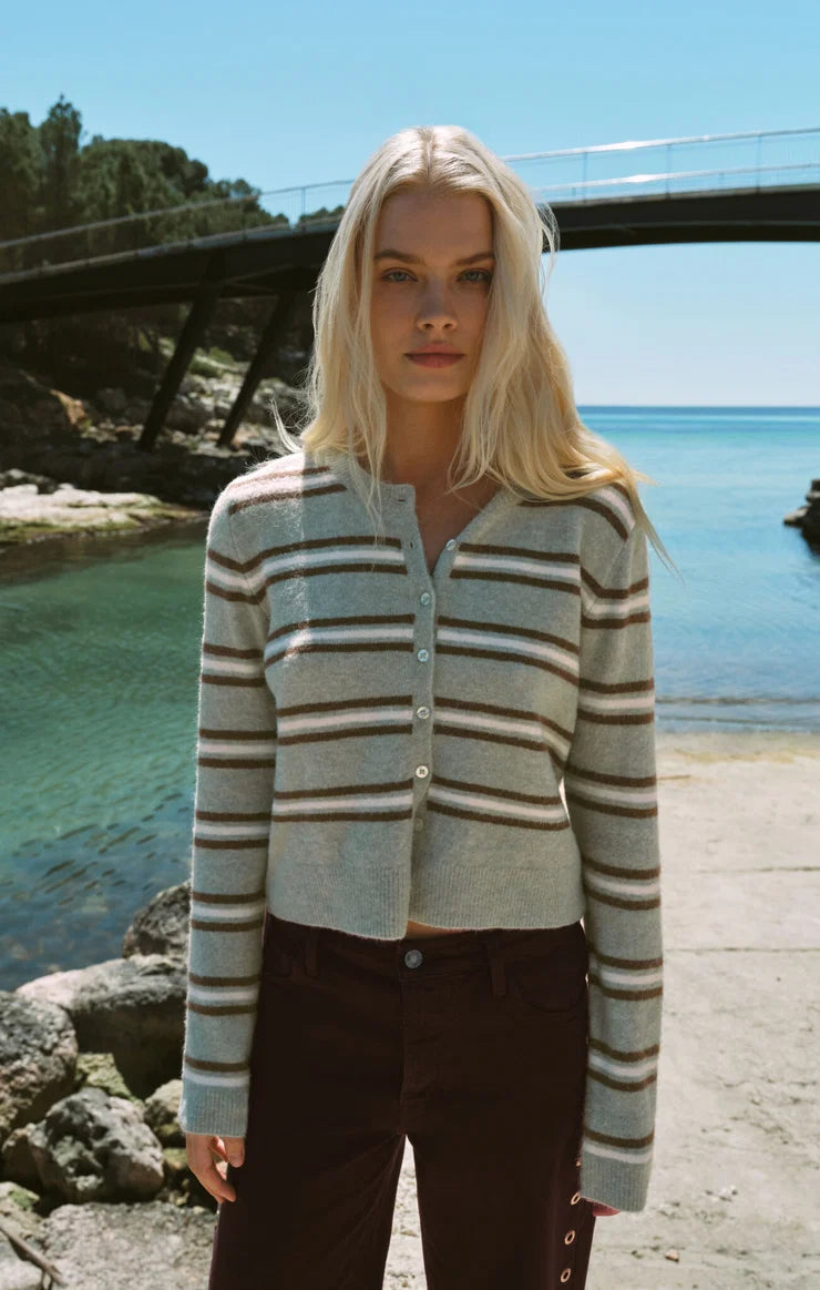 Medina Stripe Cardigan Aqua Cloud