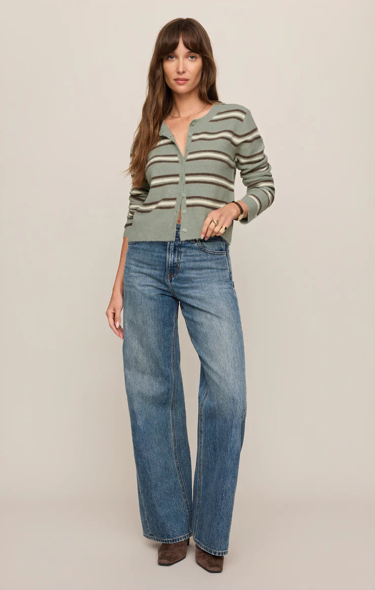 Medina Stripe Cardigan Aqua Cloud