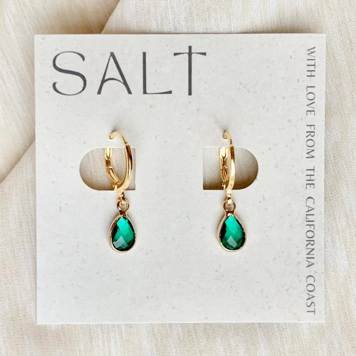 Teal-emerald drop earrings